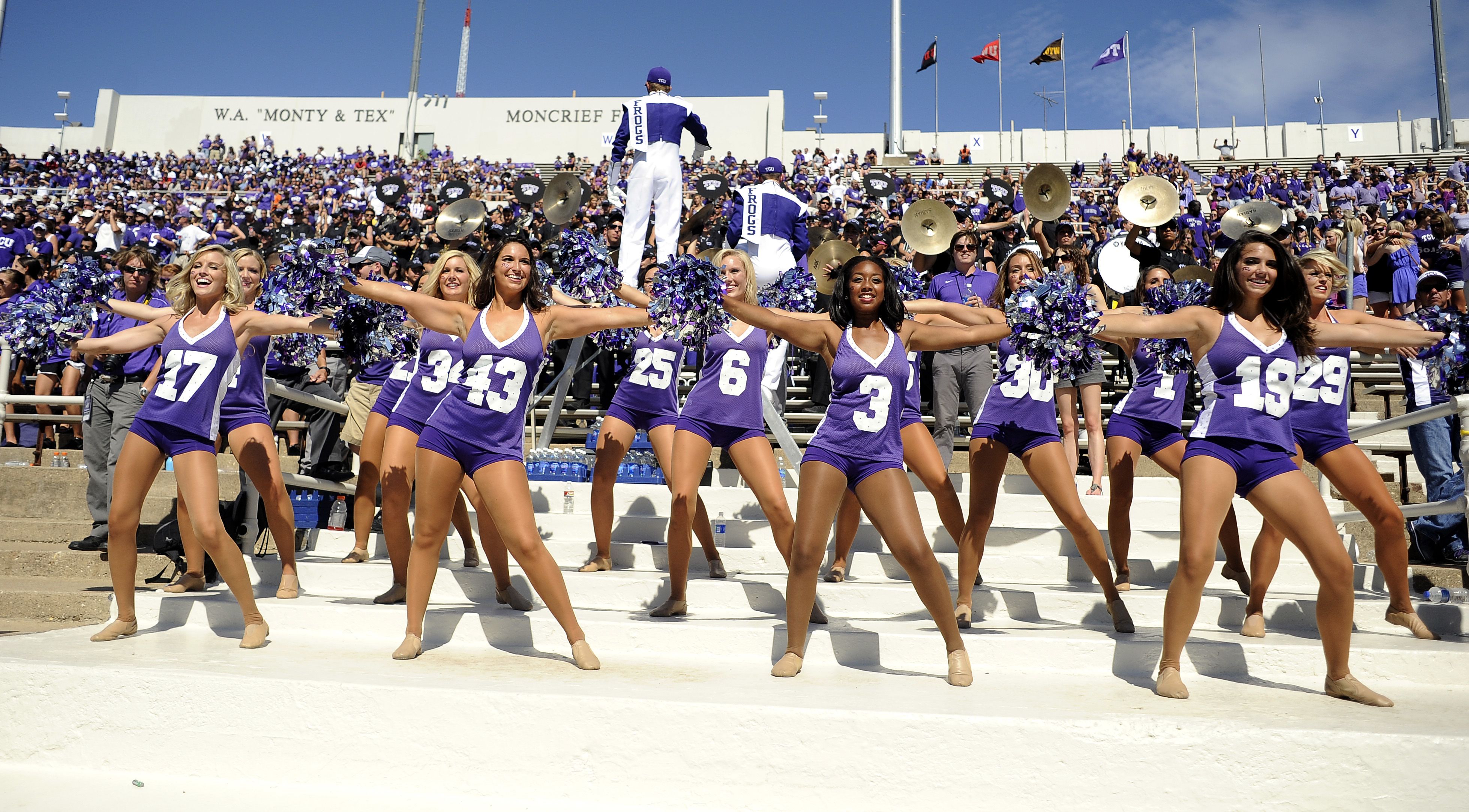 TCU Showgirls' football uniform during their 2011 season.