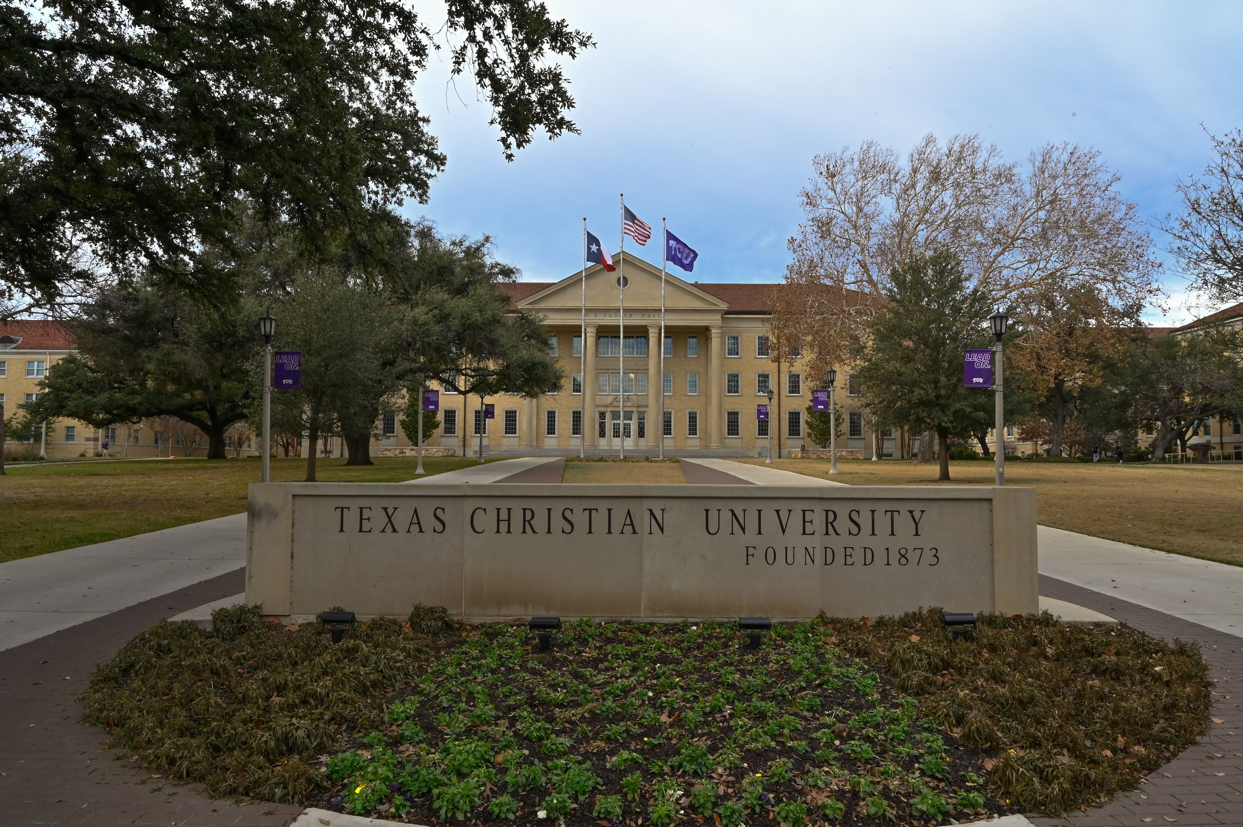 A view of Sadler Hall on the campus of Texas Christian University in Fort Worth, Texas in January 2022. TCU is celebrating it's 150th anniversary in fall 2022. Photo by Claire Powell.